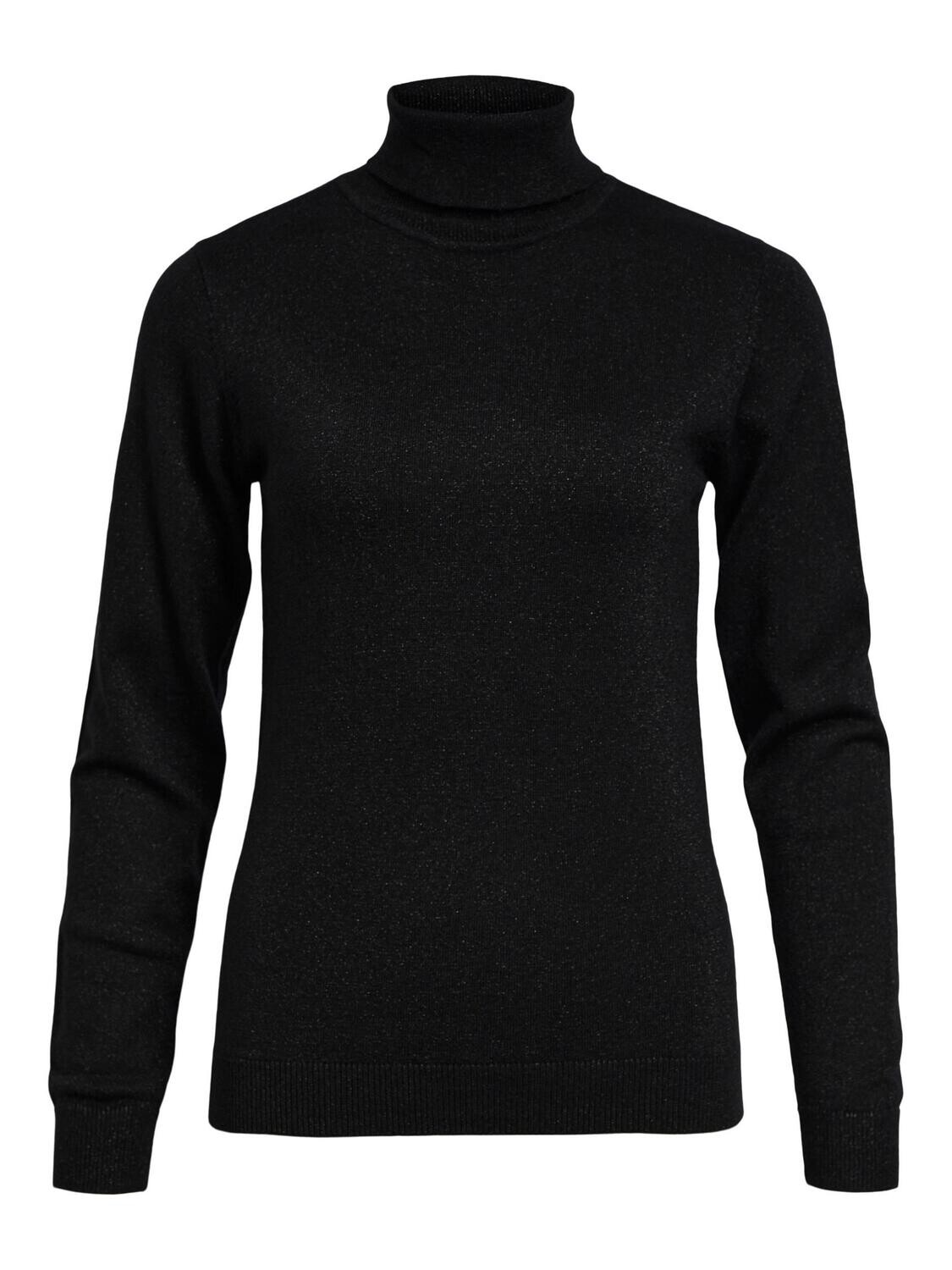 OBJTHESS GLITTER L/S ROLLNECK PULLOVER Black-Black lurex col