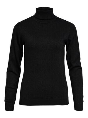 OBJTHESS GLITTER L/S ROLLNECK PULLOVER Black-Black lurex col