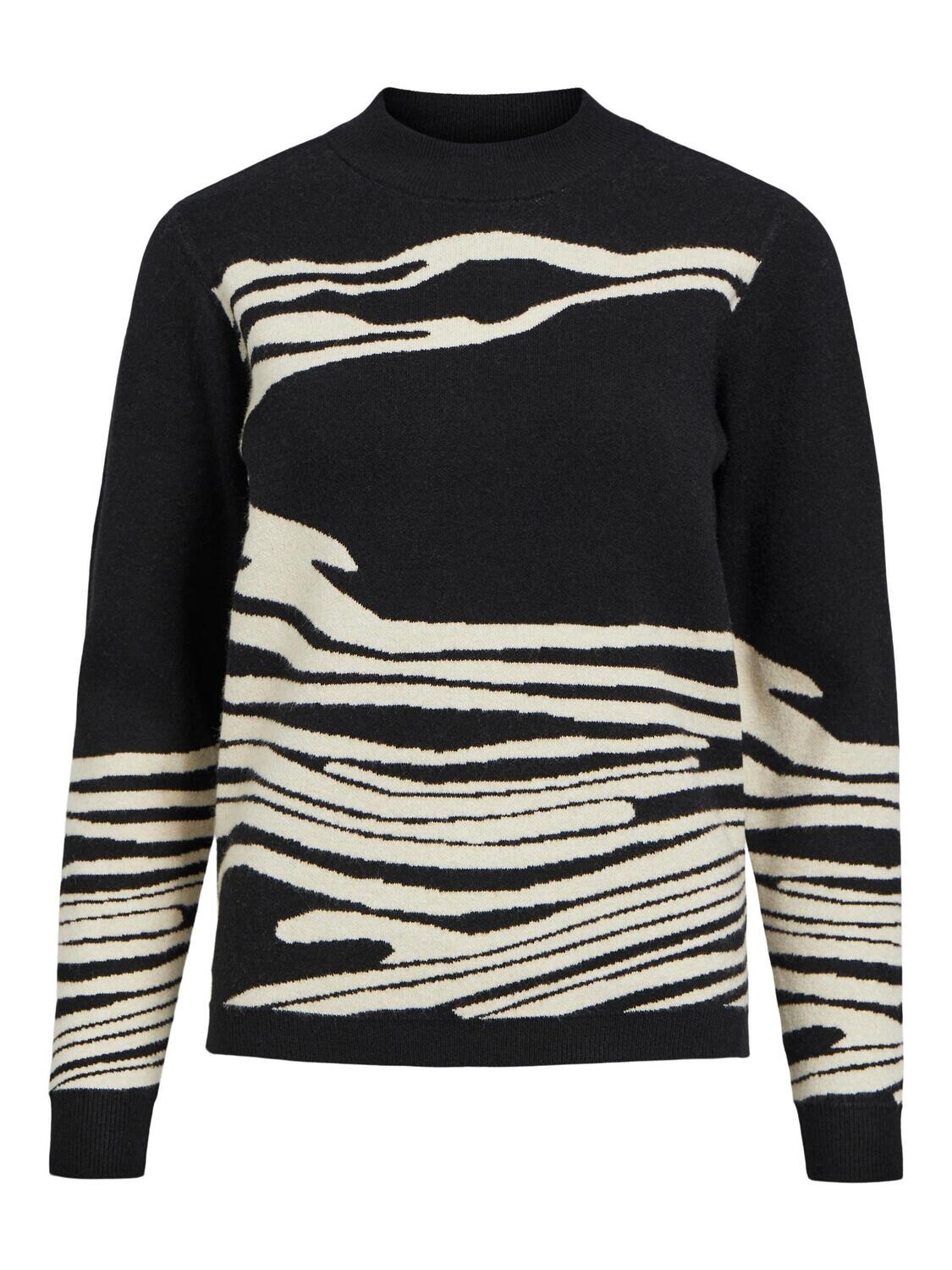 OBJRAY L/S KNIT PULLOVER AOP NOOS Black/Sandshell flui