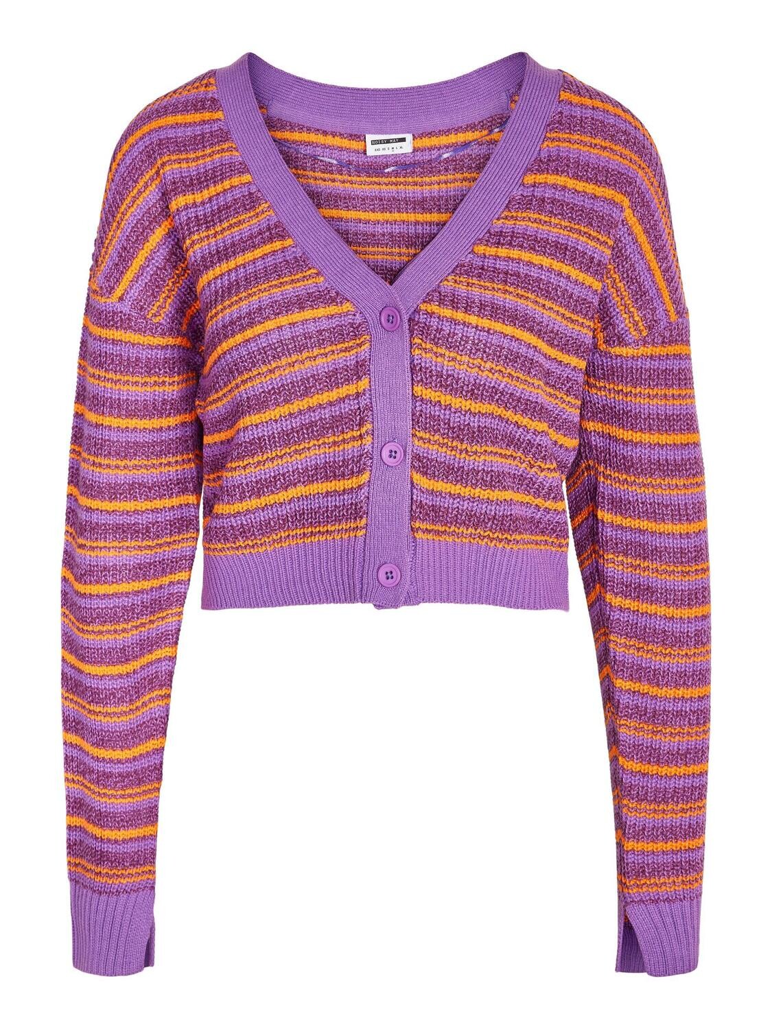 NMSELINA L/S V-NECK CROP KNIT CARDI DD Amethyst Orchid-ORIOLE N BURG