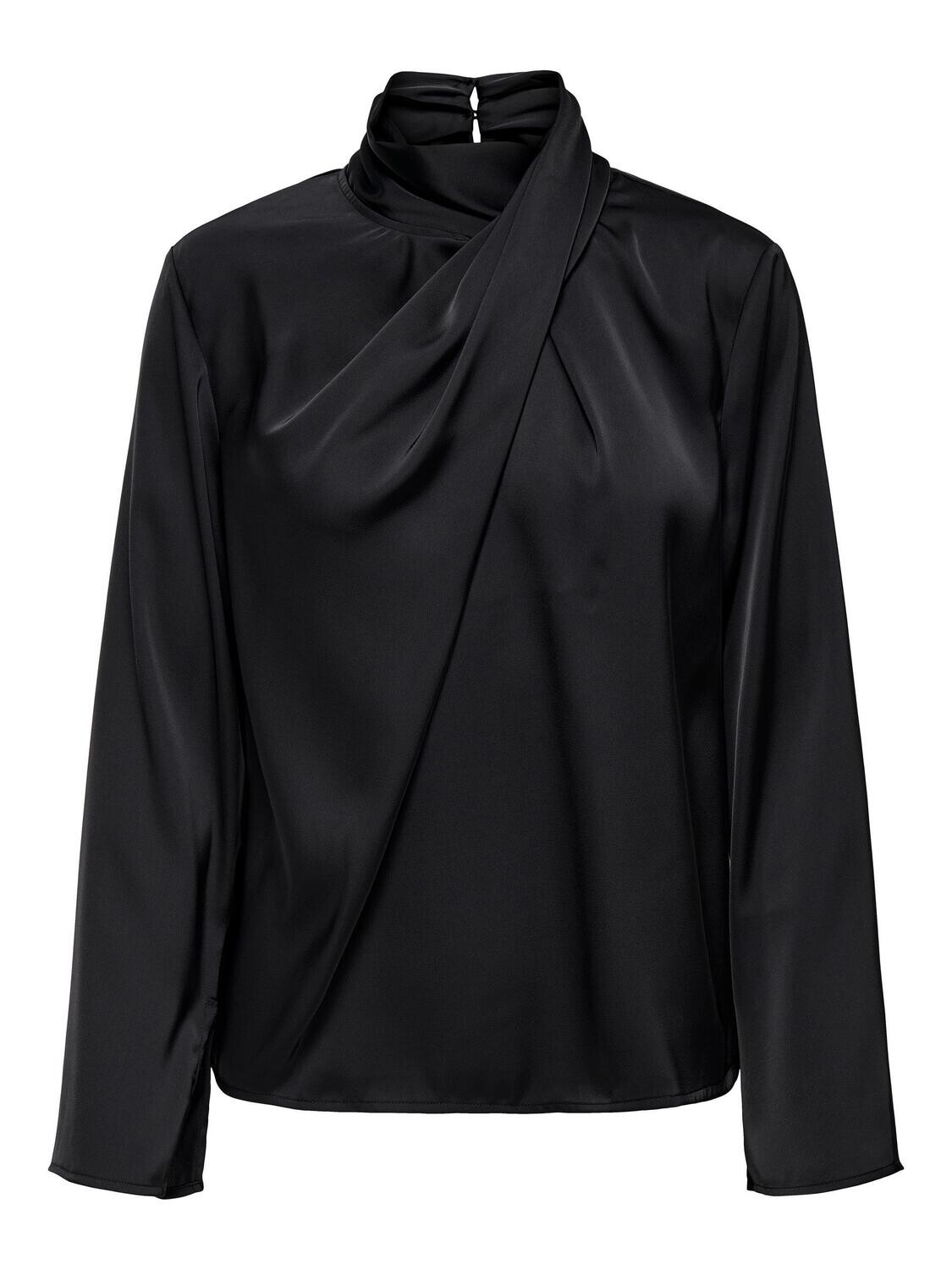 JDYROCKY L/S HIGH NECK TOP WVN Black