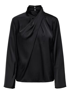 JDYROCKY L/S HIGH NECK TOP WVN Black