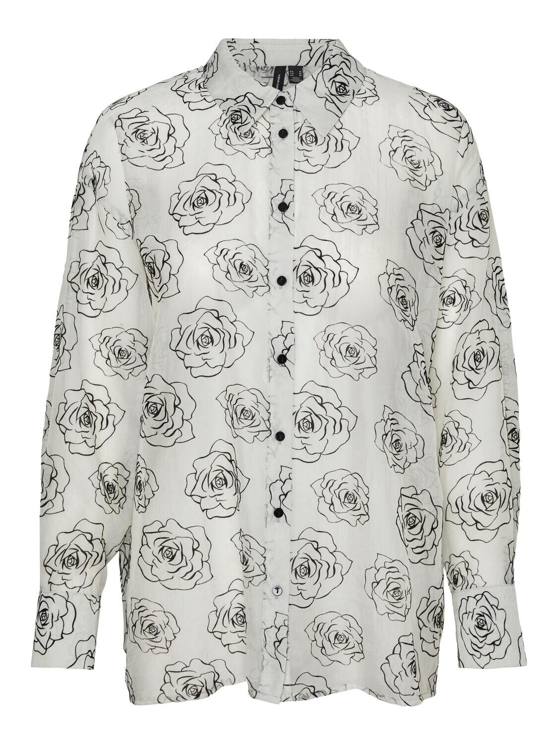 VMNAYA FLOWER OVERSIZED SHIRT WVN POP1 Silver Mink-FLOWER