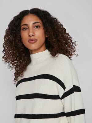 VIRIL MOCKNECK L/S KNIT RIB TOP 2- NOOS White Alyssum-BLACK