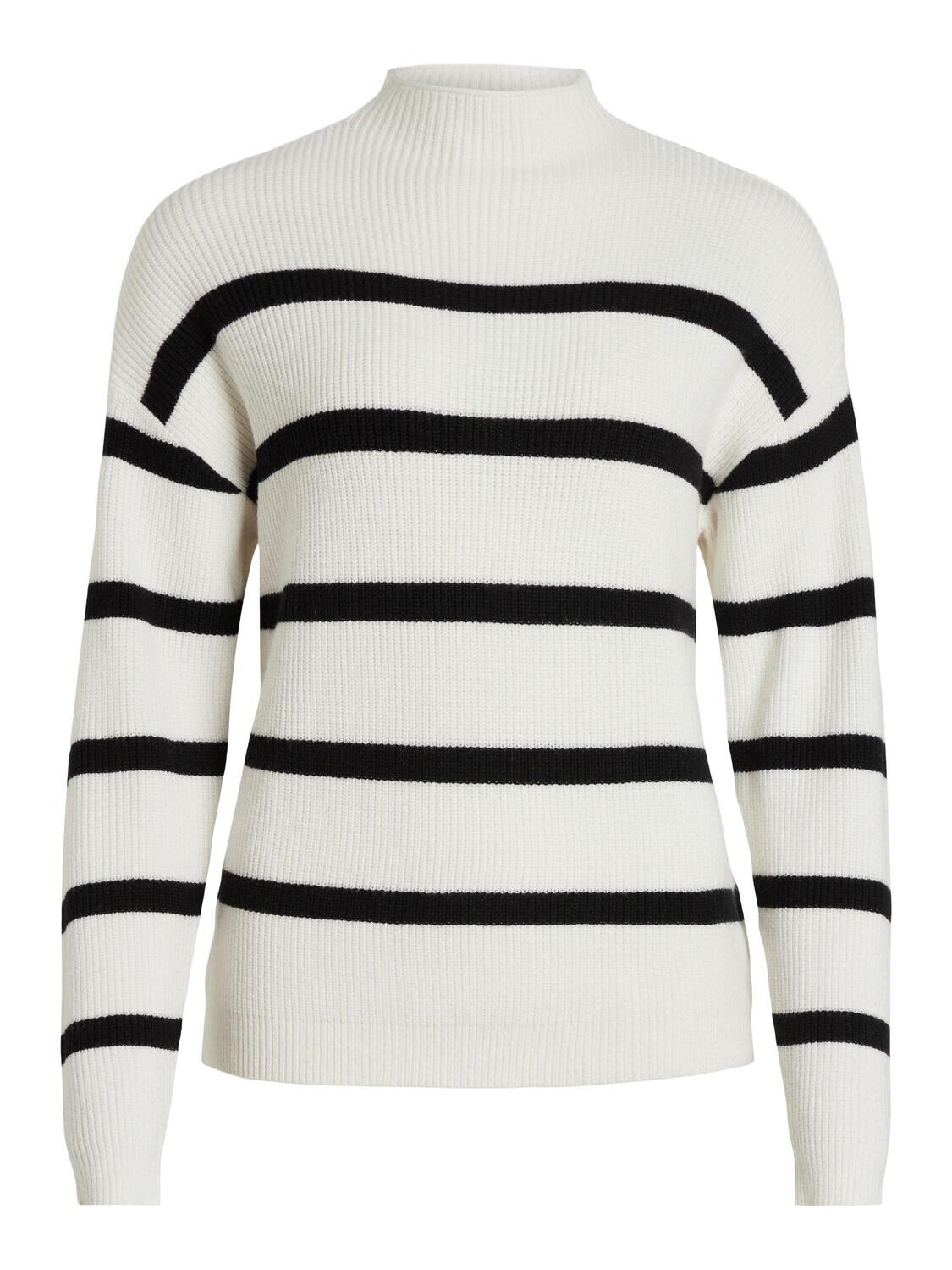 VIRIL MOCKNECK L/S KNIT RIB TOP 2- NOOS White Alyssum-BLACK