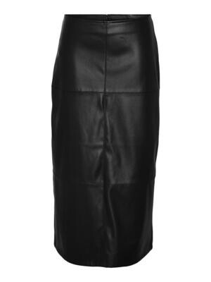 NMCLARA PU HW LONG SKIRT WVN Black