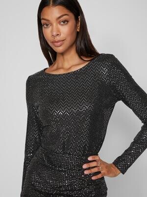 VIKALLA L/S BODYSTOCKING/KA Black-SILVER SEQUINS