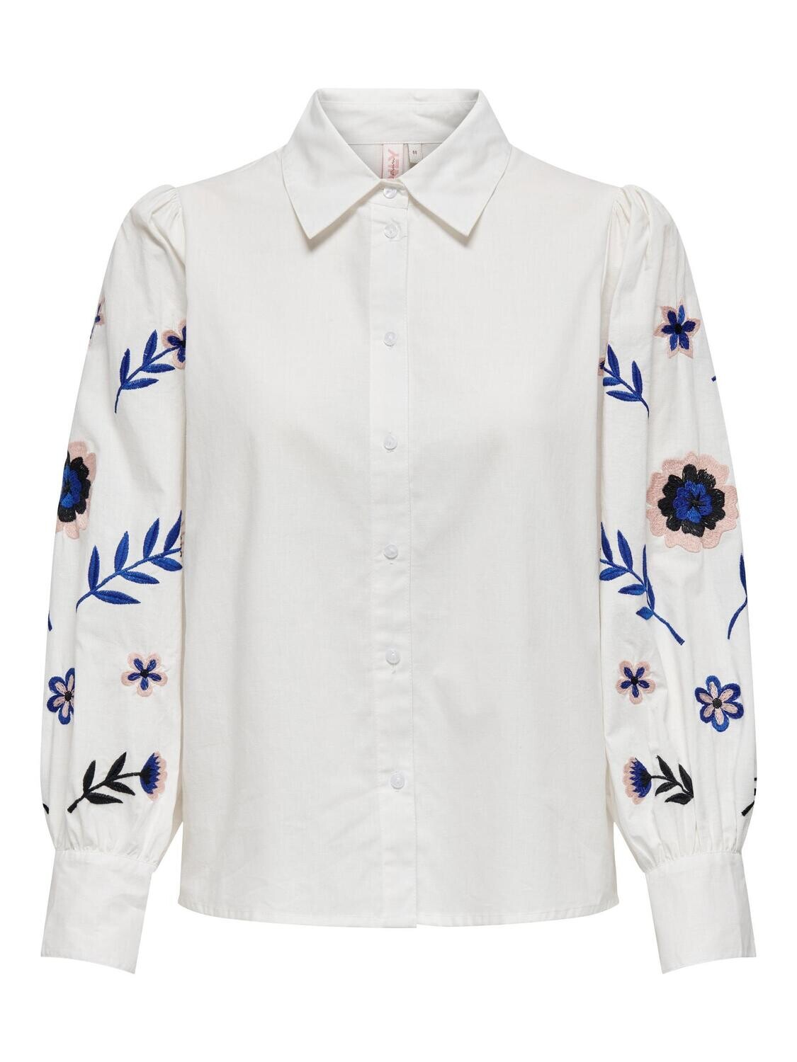 ONLZORA LISE LS EMB. SHIRT WVN NOOS Cloud Dancer-BLACK N BLUING N