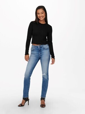 ONLKITTY L/S TOP CROPPED JRS Black