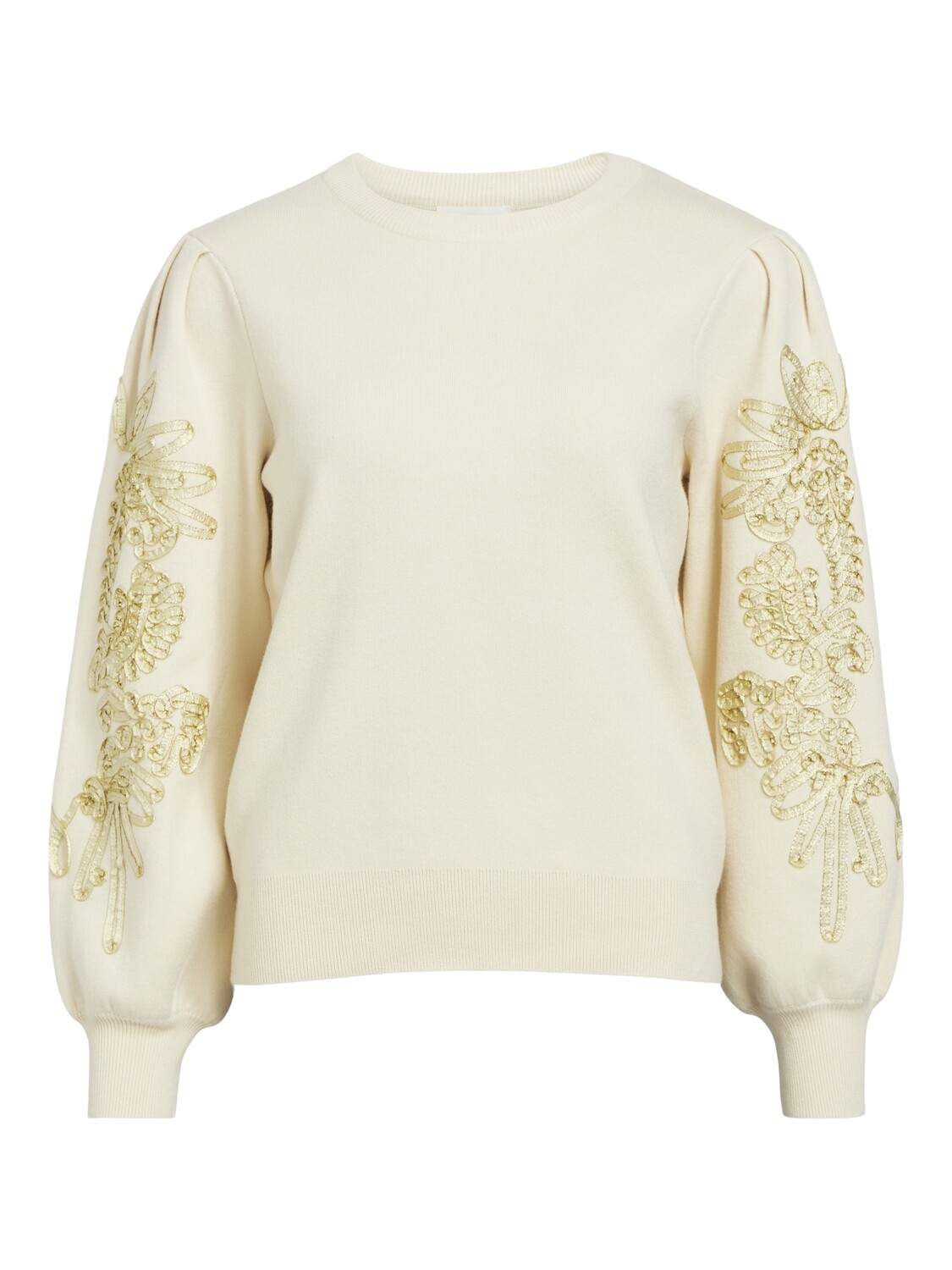 OBJJOANA L/S KNIT PULLOVER REP Sandshell/Gold