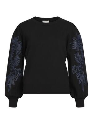 OBJJOANA L/S KNIT PULLOVER REP Black-Sky captain