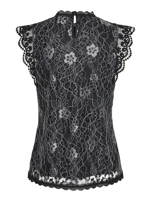 PCOLLINE SL LUREX O-NECK TOP MM Black-SILVER LACE