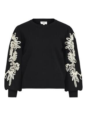 OBJJOANA L/S KNIT PULLOVER REP Black-Sandshell tape