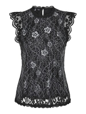 PCOLLINE SL LUREX O-NECK TOP MM Black-SILVER LACE