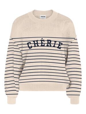 NMCHARLOTT L/S O-NECK KNIT Eggnog-NAVY CHERIE STRIPES