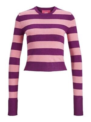 JXVALENTINA SOFT STRIPE CROP KNIT SN Dark Purple//Confett
