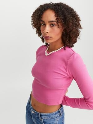 JXFELINE STR LS RIB TEE JRS NOOS Carmine Rose