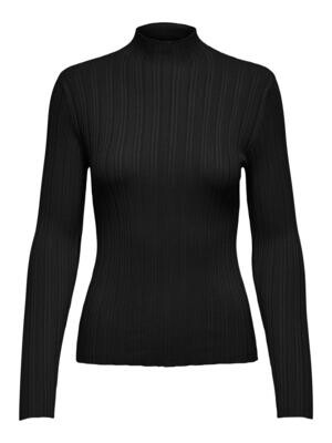 ONLMEDDI LS RIB HIGHNECK CC KNT Black