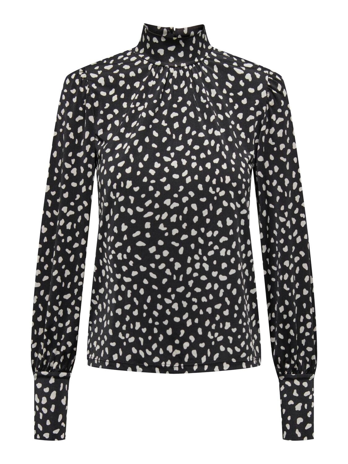 ONLRITA L/S HIGHNECK TOP BOX JRS Black/Safari animal