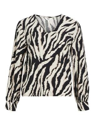 OBJJACIRA L/S V-NECK TOP NOOS Sandshell-Black-fossil zebra aop