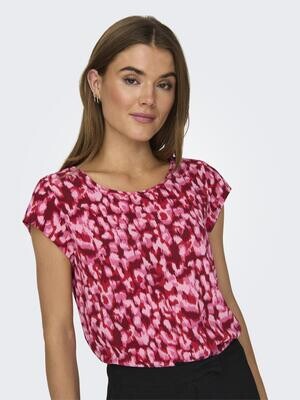 ONLVIC S/S AOP TOP NOOS PTM Lipstick Red/City leo