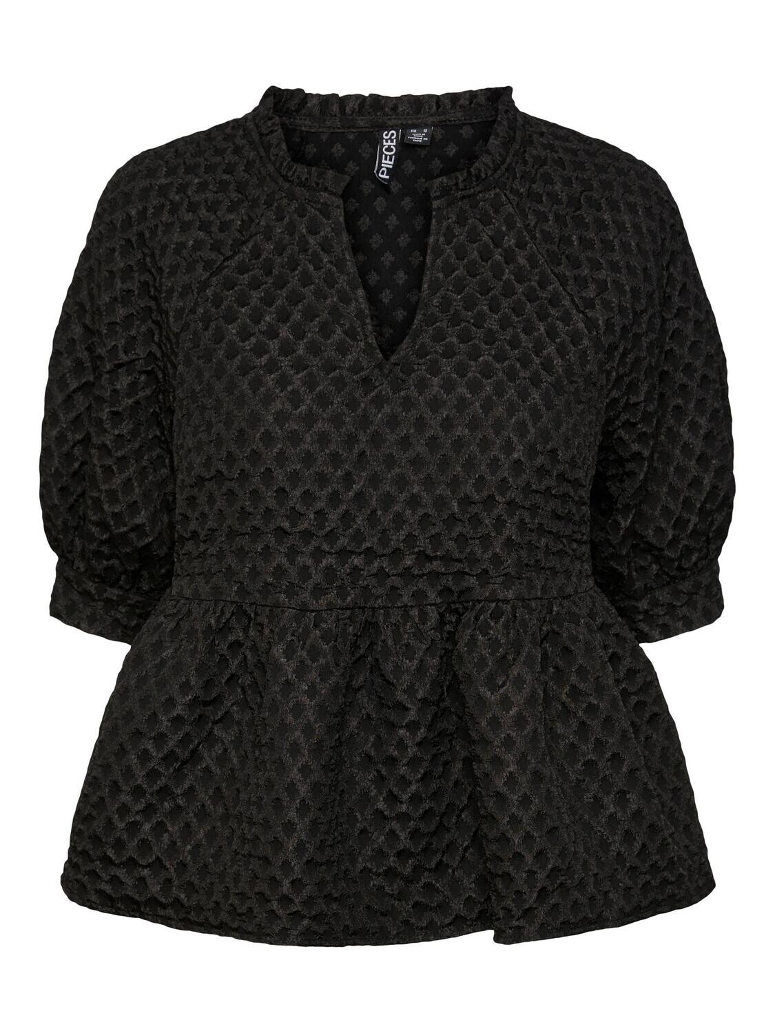 PCLIS 2/4 V-NECK TOP D2D Black