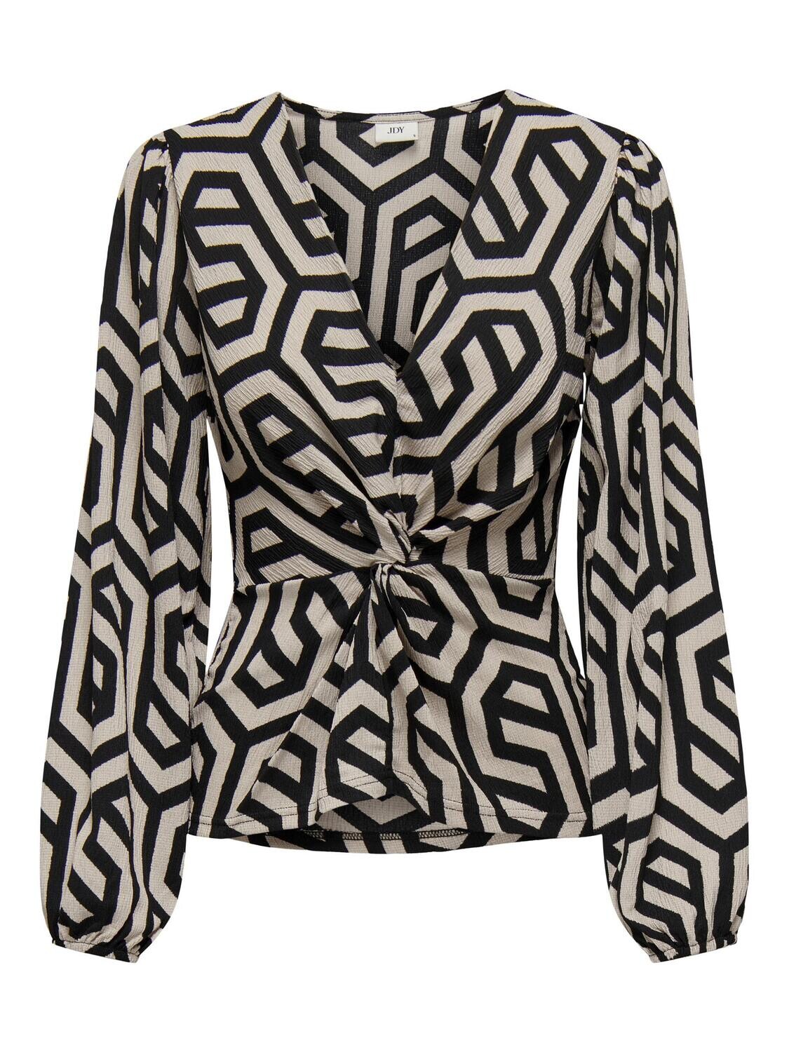 JDYJULIA L/S KNOT TOP JRS Eggnogg-MAXI GRAPHIC