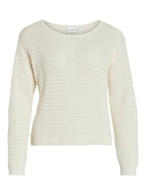 VIBELLISINA BOATNECK L/S KNIT TOP - NOOS Egret