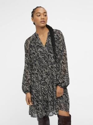 OBJMILA GIA L/S DRESS NOOS Black-SANDSHELL ZEBRA