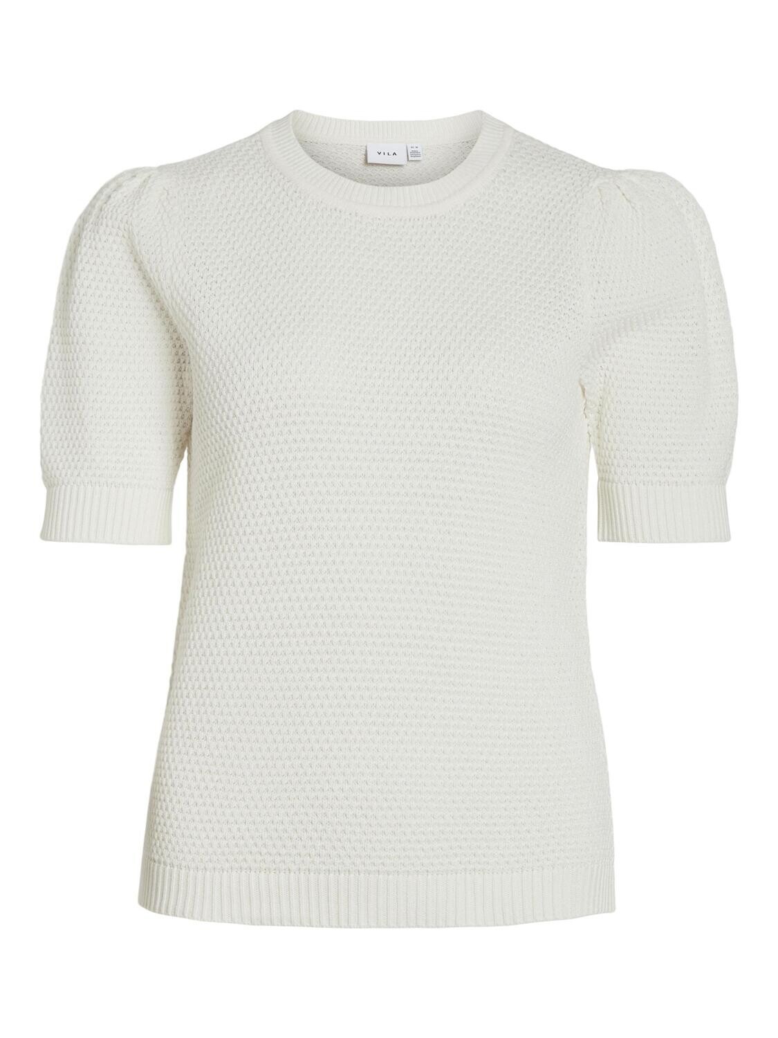 VIDALO O-NECK S/S KNIT TOP - NOOS White Alyssum