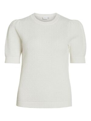 VIDALO O-NECK S/S KNIT TOP - NOOS White Alyssum