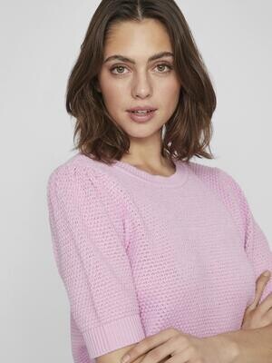 VIDALO O-NECK S/S KNIT TOP - NOOS Pastel Lavender