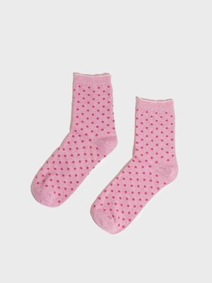 PCSEBBY GLITTER LONG 1-PACK PATTERN NOOS Begonia Pink-SMALL DOTS IN BEETROOT