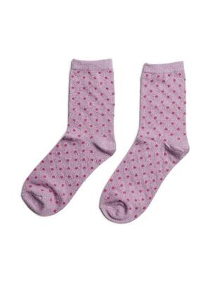 PCSEBBY GLITTER LONG 1-PACK PATTERN NOOS Pastel Lavender/SMAL DOTS IN HOT PINK