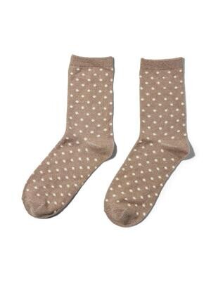 PCSEBBY GLITTER LONG 1-PACK PATTERN NOOS Fossil/SMALL DOTS IN BIRCH