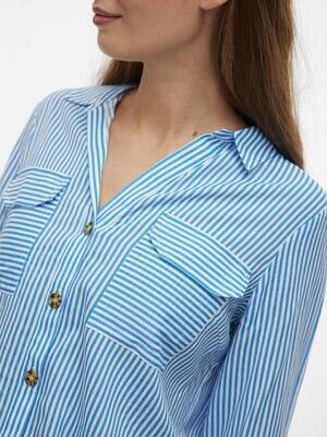 VMBUMPY L/S SHIRT NEW WVN GA NOOS Ibiza Blue/Snow whit