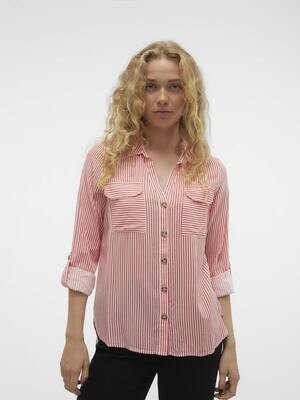 VMBUMPY L/S SHIRT NEW WVN GA NOOS Cayenne/Snow white