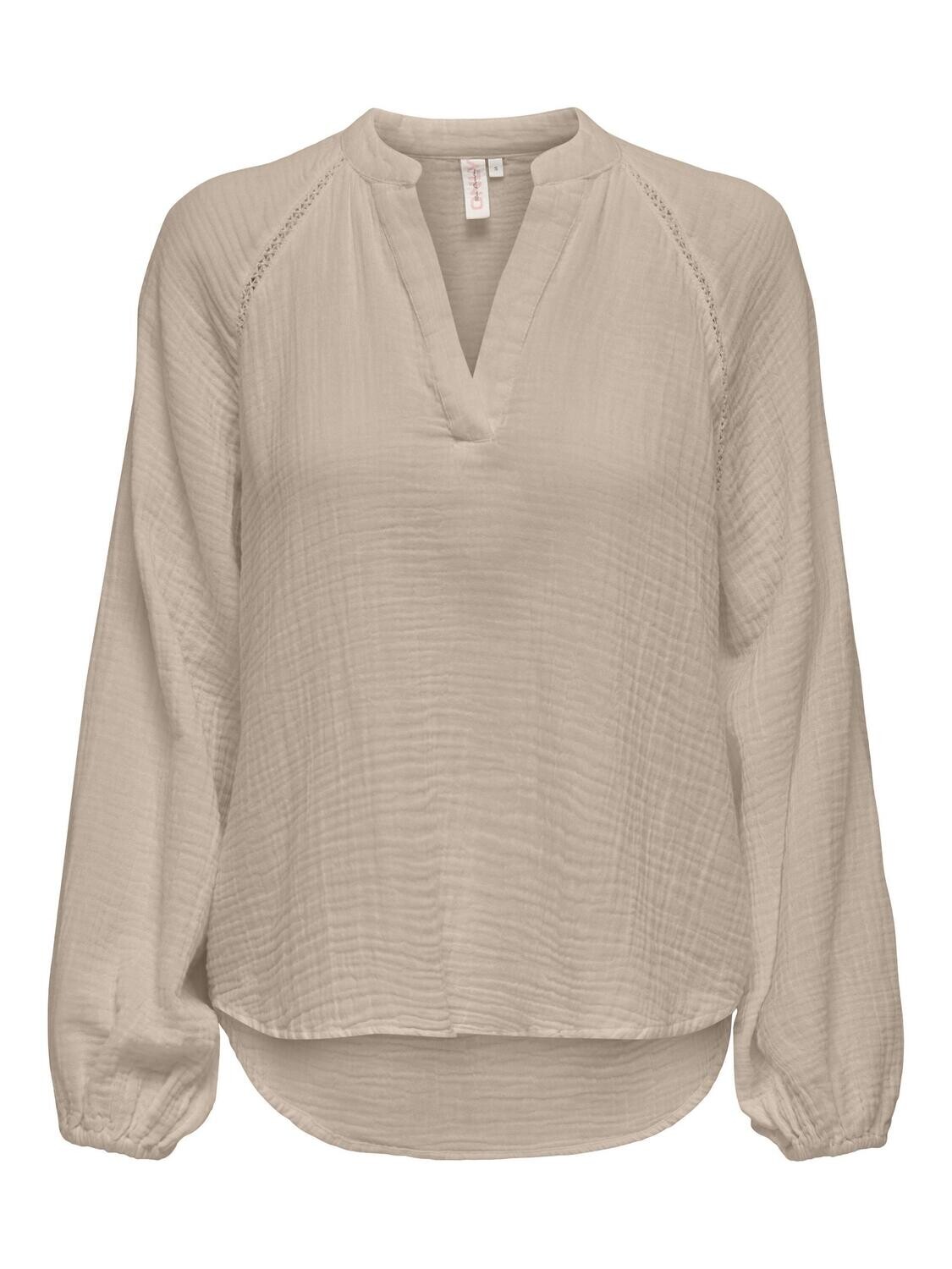 ONLTHYRA LIFE LS V-NECK TOP NOOS WVN Oxford Tan