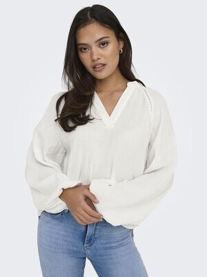 ONLTHYRA LIFE LS V-NECK TOP NOOS WVN Cloud Dancer