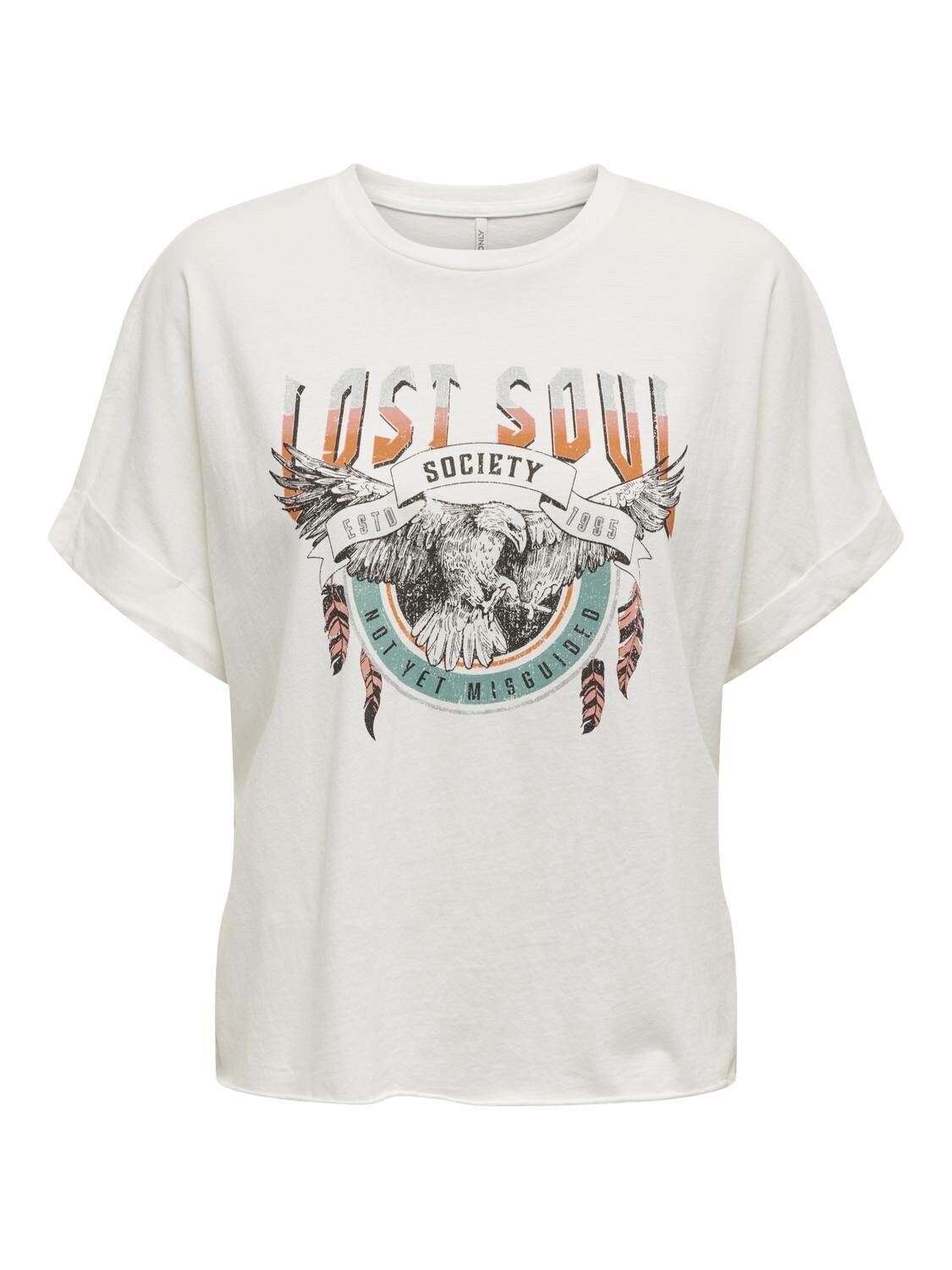 ONLLUCY LIFE S/S WILD FOLD-UP TOPBOX JRS Cloud Dancer-Lost soul ethnic