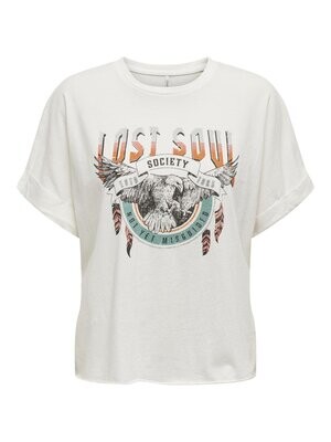 ONLLUCY LIFE S/S WILD FOLD-UP TOPBOX JRS Cloud Dancer-Lost soul ethnic