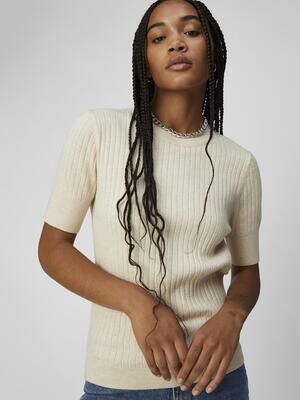 OBJNOELLE S/S KNIT T-SHIRT NOOS Sandshell-MELANGE