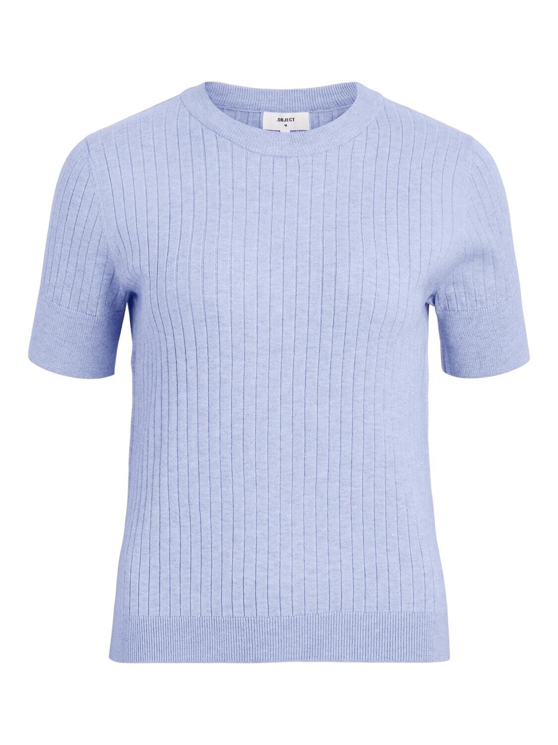 OBJNOELLE S/S KNIT T-SHIRT NOOS Brunnera Blue/Melang