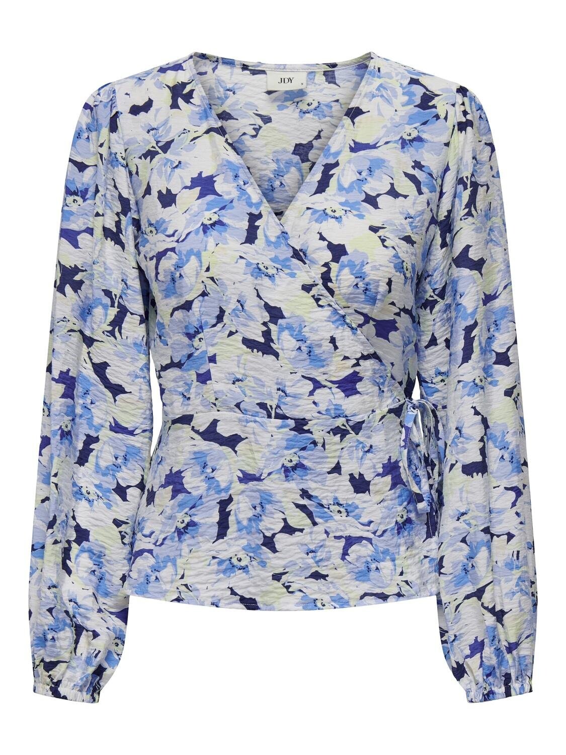 JDYBEATE L/S WRAP TOP WVN Sky Captain-BLUE N LIME CREAM
