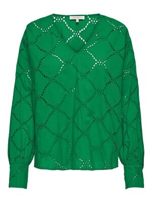 ONLDORA GELLAR LS V-NECK EMB TOP WVN Green Bee