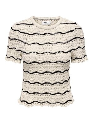 ONLANNASOFIA LIFE SS STRIPE O-NECK KNT Birch-Black