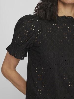 VIKAWA S/S FLOUNCE TOP - NOOS Black