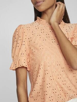 VIKAWA S/S FLOUNCE TOP - NOOS Shell Coral