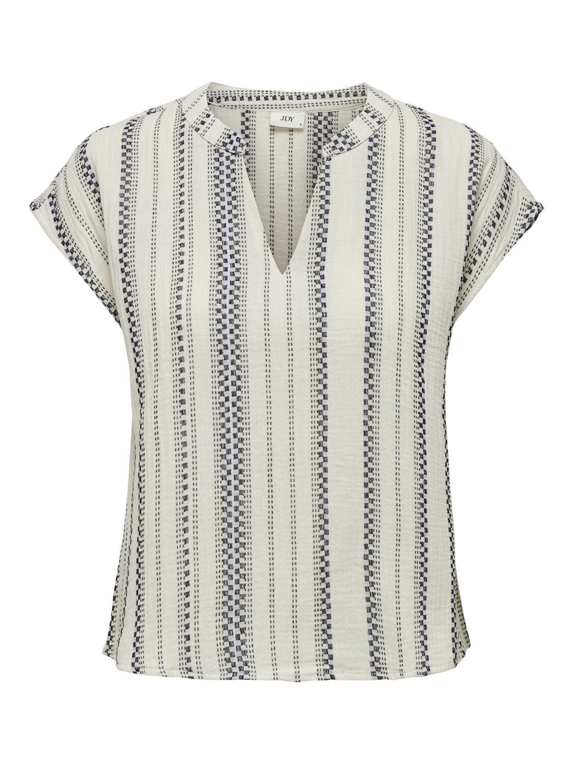 JDYTHEIS S/S JACQUARD TOP WVN DIA Tapioca-BLACK