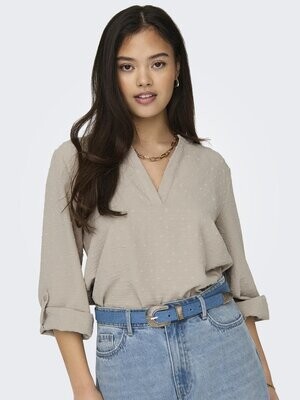 JDYDIVYA 7/8 DOBBY V-NECK TOP WVN Chateau Gray